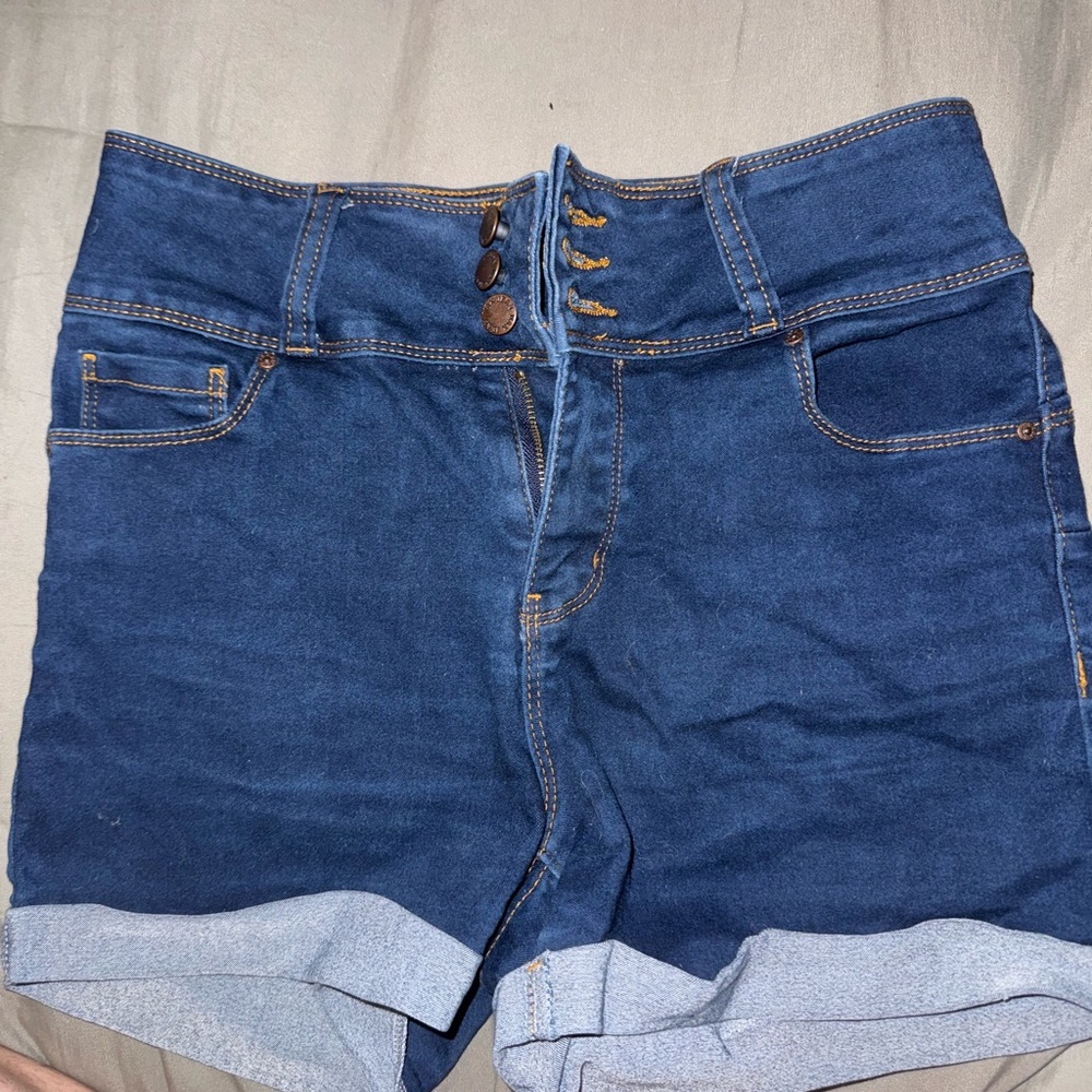 Wax Jean High Waist Blue Denim Shorts